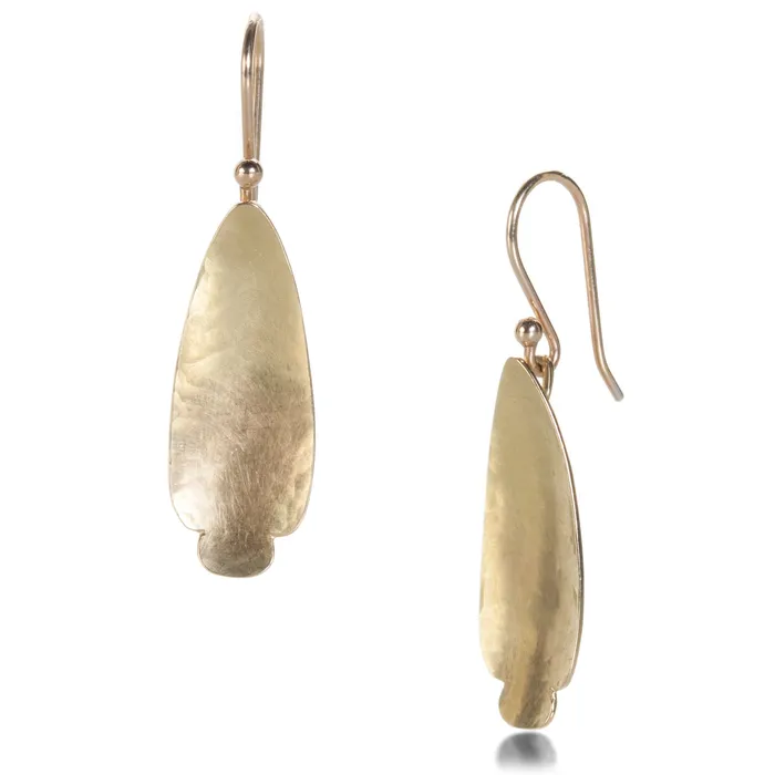 Gabriella Kiss Earrings Gold Long Pear Scallop Earrings