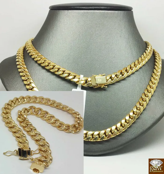 Globalwactches10 Bracelets 14k Gold Bracelet For Mens 71 mm Real Miami Cuban Bracelet 75 inch Real Gold