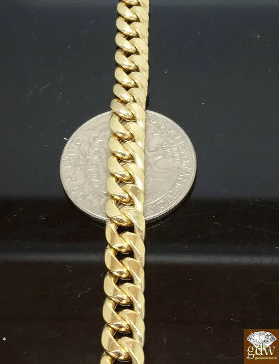 Globalwactches10 Bracelets 14k Gold Bracelet For Mens 71 mm Real Miami Cuban Bracelet 75 inch Real Gold