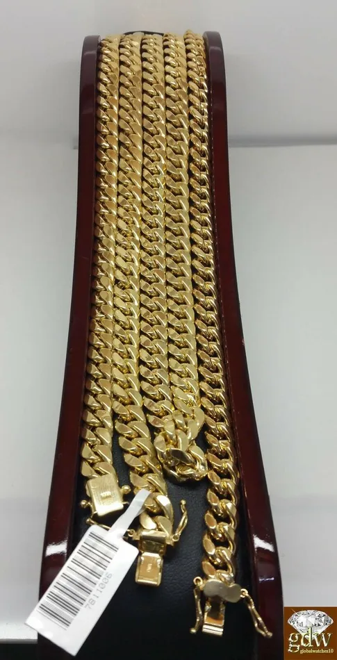 Globalwactches10 Bracelets 14k Gold Bracelet For Mens 71 mm Real Miami Cuban Bracelet 75 inch Real Gold
