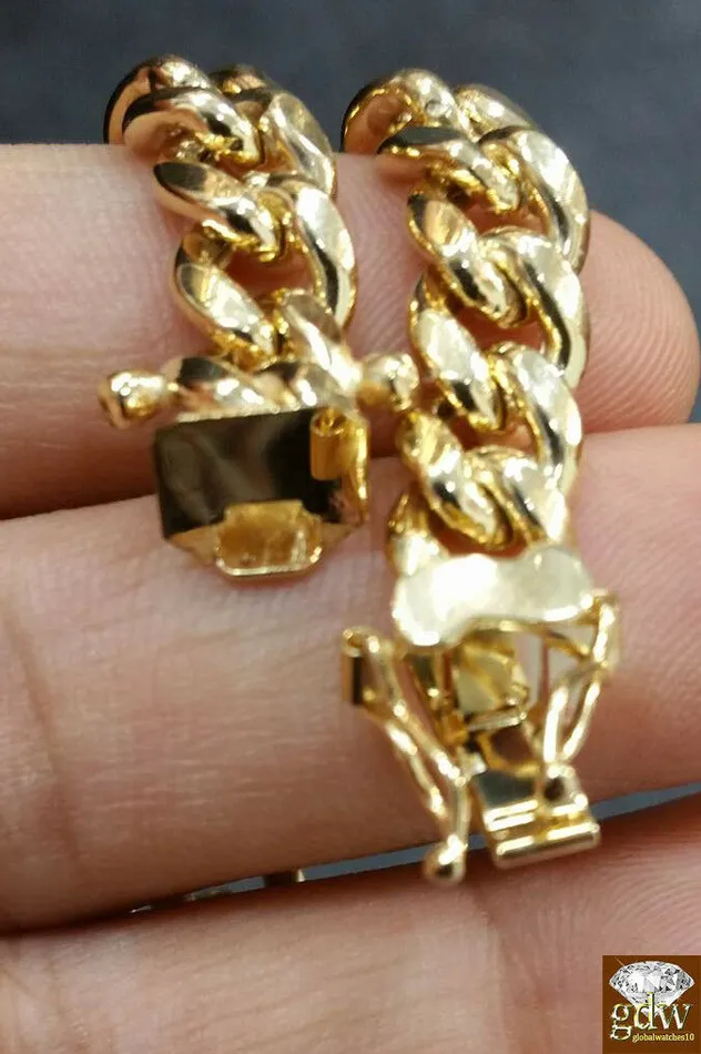 Globalwactches10 Bracelets 14k Gold Bracelet For Mens 71 mm Real Miami Cuban Bracelet 75 inch Real Gold