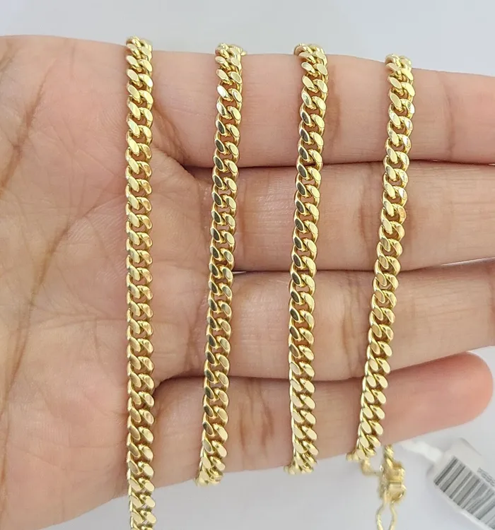 globalwatches10 Necklaces 10K Solid Yellow Gold 4mm Miami Cuban Link Chain Necklace 20 Two Chains globalwatches10 Necklaces 10K Solid Yellow Gold 4mm Miami Cuban Link Chain Necklace 20 Two Chains