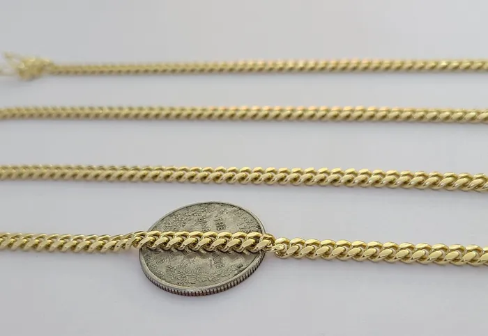 globalwatches10 Necklaces 10K Solid Yellow Gold 4mm Miami Cuban Link Chain Necklace 20 Two Chains