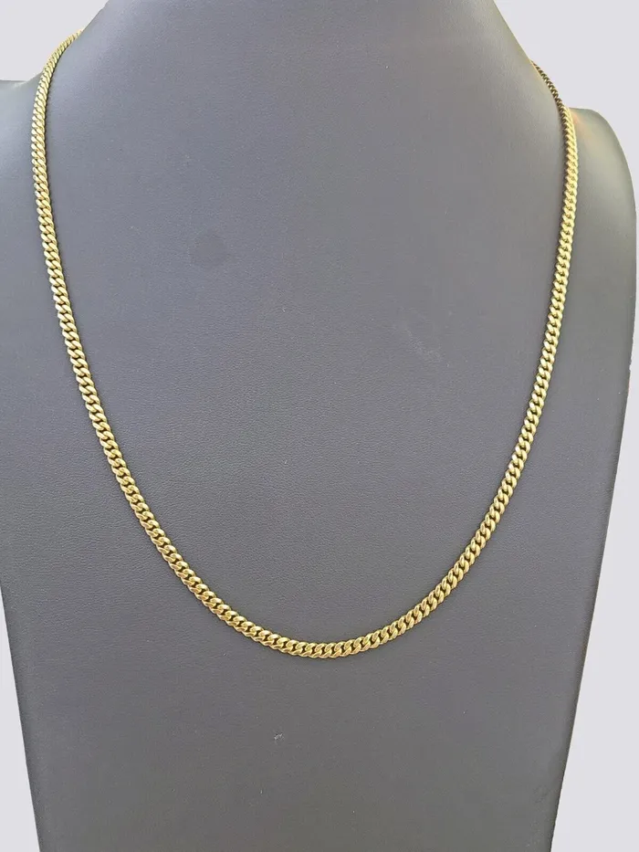 globalwatches10 Necklaces 10K Solid Yellow Gold 4mm Miami Cuban Link Chain Necklace 20 Two Chains