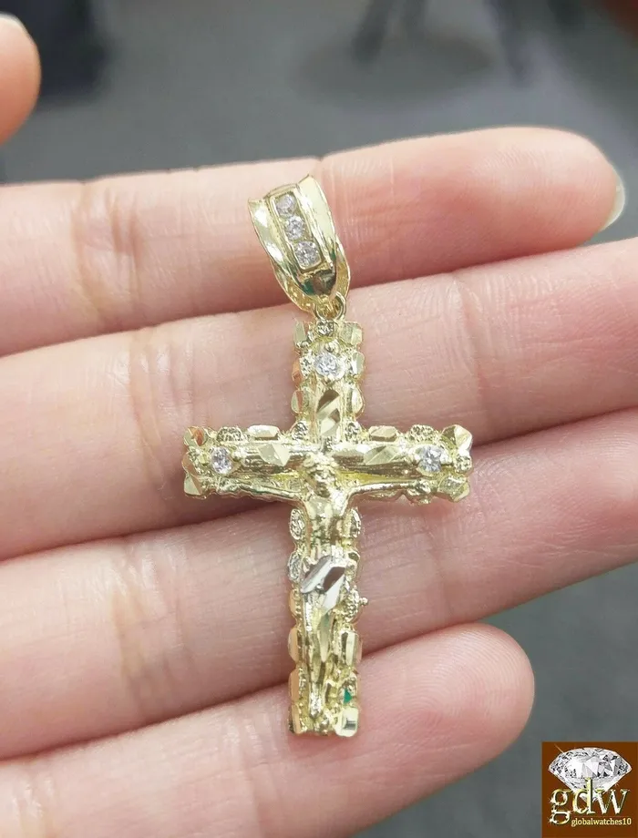 globalwatches10 Necklaces Real 10k Gold Rope Chain Cross Pendant 18 20 22 24 26 Necklace