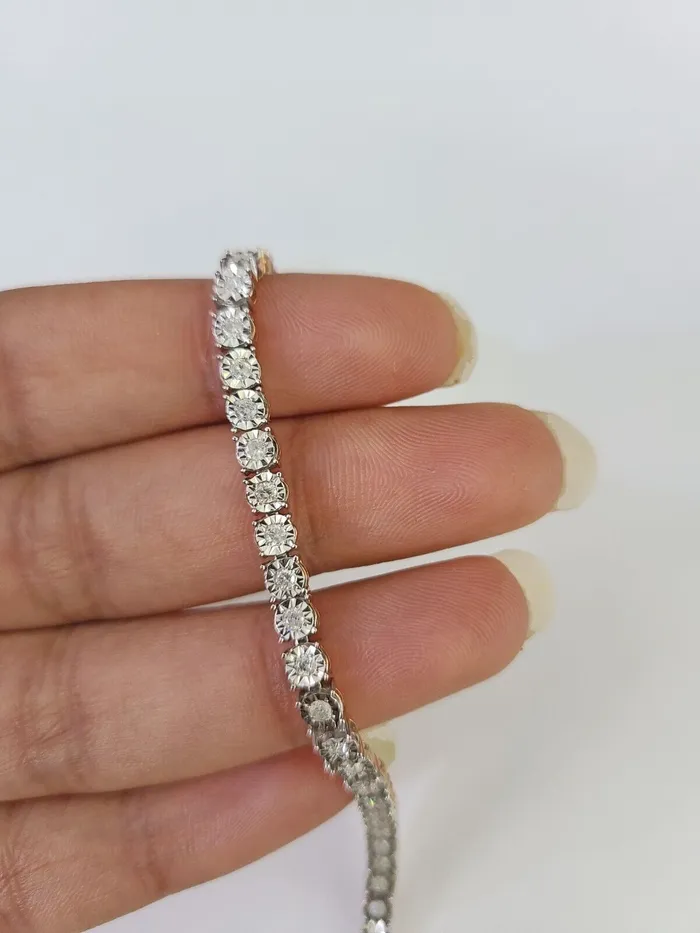 Gold and Diamond Bracelets 10K Rose Gold Diamond Bracelet Women Ladies 7 REAL Genuine Gold