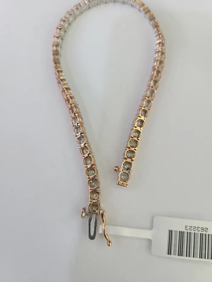 Gold and Diamond Bracelets 10K Rose Gold Diamond Bracelet Women Ladies 7 REAL Genuine Gold