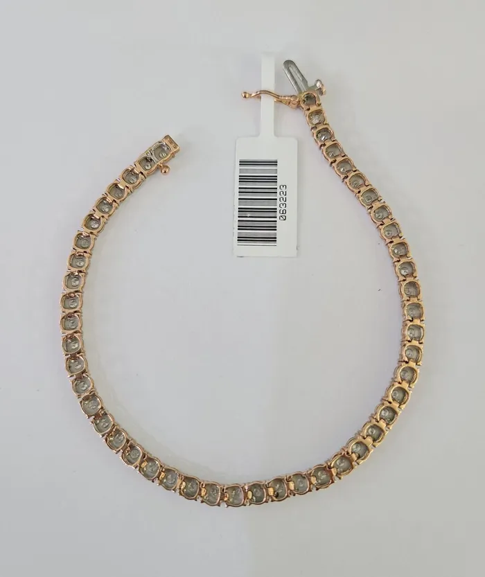 Gold and Diamond Bracelets 10K Rose Gold Diamond Bracelet Women Ladies 7 REAL Genuine Gold