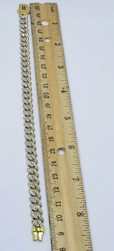 Gold and Diamond Bracelets 10K Yellow Gold Royal Monaco Cuban Bracelet 75mm Diamond Cut 85 Long Gold and Diamond Bracelets 10K Yellow Gold Royal Monaco Cuban Bracelet 75mm Diamond Cut 85 Long