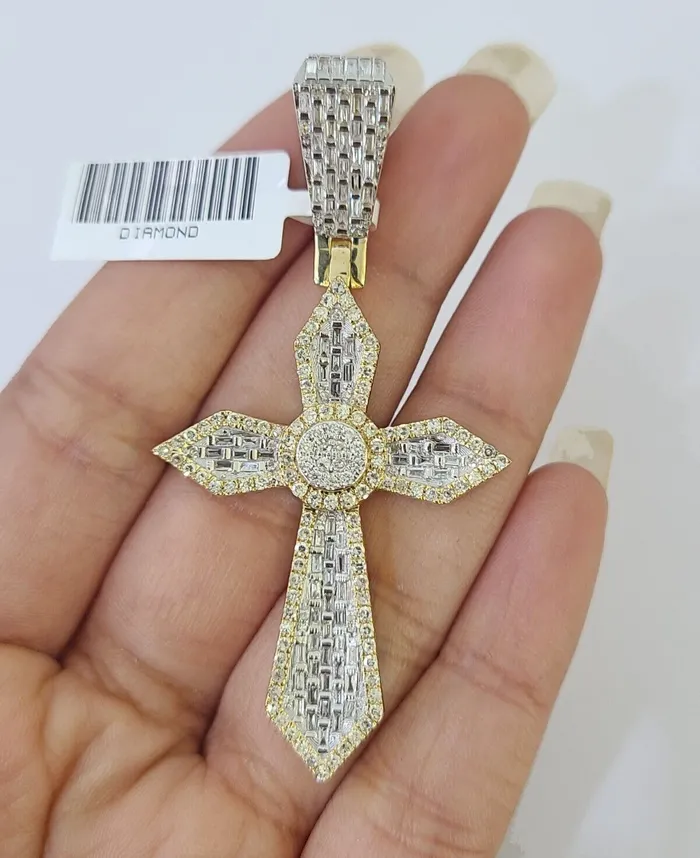 Gold and Diamond Charm Necklaces 10k Yellow Gold Diamond Jesus Cross Charm Pendant Genuine Diamond Real Gold and Diamond Charm Necklaces 10k Yellow Gold Diamond Jesus Cross Charm Pendant Genuine Diamond Real