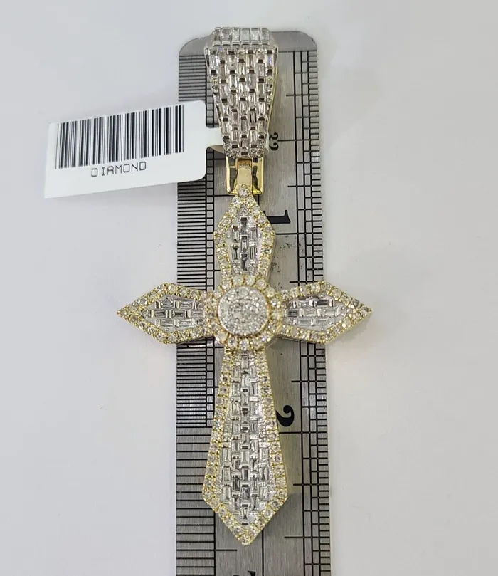 Gold and Diamond Charm Necklaces 10k Yellow Gold Diamond Jesus Cross Charm Pendant Genuine Diamond Real