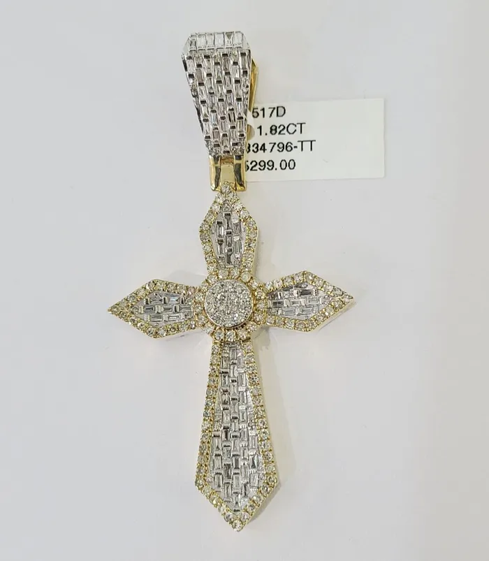 Gold and Diamond Charm Necklaces 10k Yellow Gold Diamond Jesus Cross Charm Pendant Genuine Diamond Real