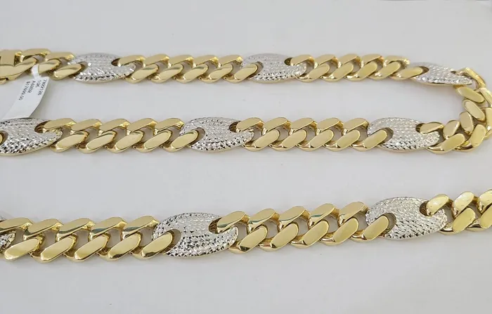 Gold and Diamond Necklaces 10K Yellow Gold 15mm Miami Cuban Mariner Link Chain Necklace 26 Inch 10Kt