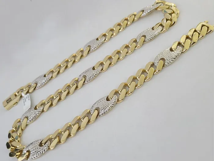Gold and Diamond Necklaces 10K Yellow Gold 15mm Miami Cuban Mariner Link Chain Necklace 26 Inch 10Kt