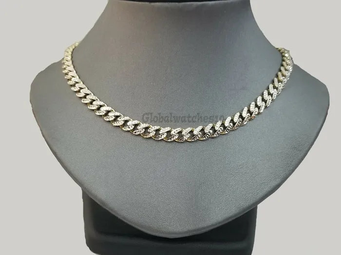 Gold and Diamond Necklaces 10K Yellow Gold Royal Miami Cuban Chain With Diamond Cut 24 inches 7 mm Real Gold and Diamond Necklaces 10K Yellow Gold Royal Miami Cuban Chain With Diamond Cut 24 inches 7 mm Real