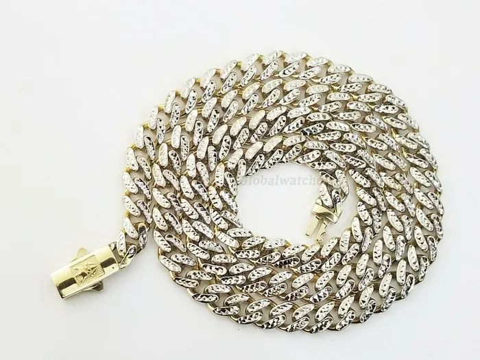 Gold and Diamond Necklaces 10K Yellow Gold Royal Miami Cuban Chain With Diamond Cut 24 inches 7 mm Real Gold and Diamond Necklaces 10K Yellow Gold Royal Miami Cuban Chain With Diamond Cut 24 inches 7 mm Real
