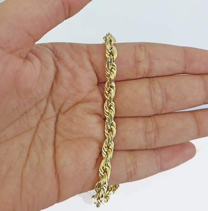 Gold and Diamond Necklaces Real 10k Gold Nugget Cross Rope Necklace 5mm 22 Chain Charm SET 10kt