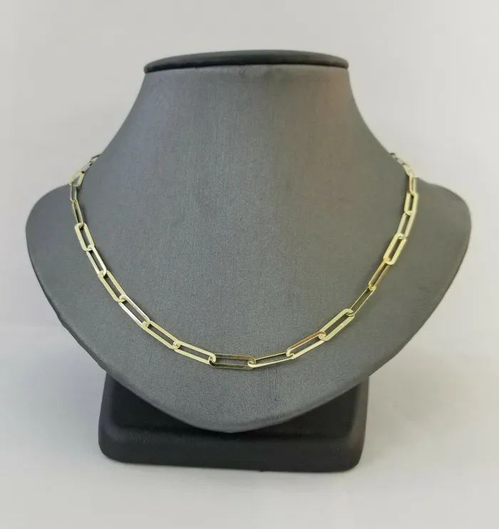 Gold and Diamond Necklaces Real 10k Women Paperclip Chain 4mm 16 lobster Clasp10kt yellow Gold necklace