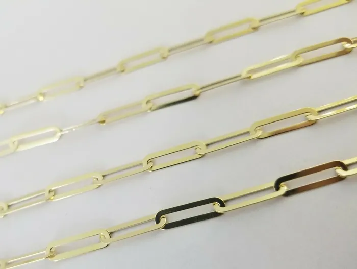 Gold and Diamond Necklaces Real 10k Women Paperclip Chain 4mm 16 lobster Clasp10kt yellow Gold necklace