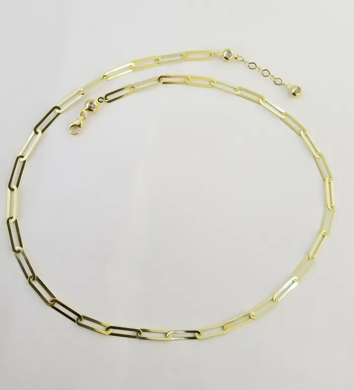 Gold and Diamond Necklaces Real 10k Women Paperclip Chain 4mm 16 lobster Clasp10kt yellow Gold necklace