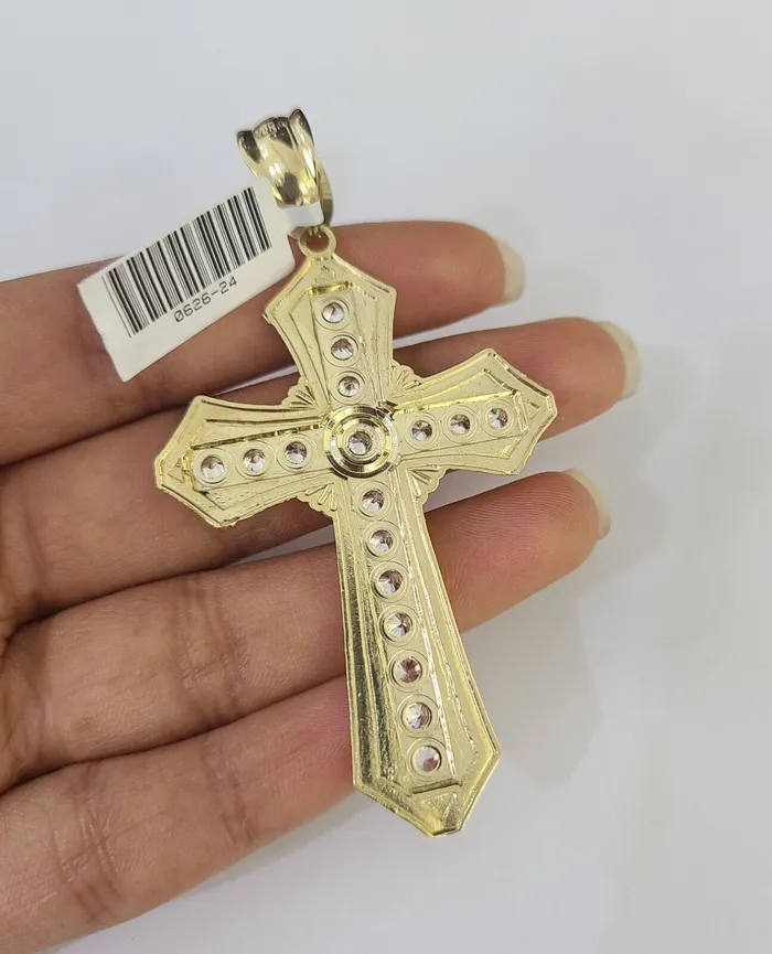Gold and Diamond Real 10k Rope Chain Jesus Cross Charm Set 8mm 2030 Inch Necklace Yellow Gold Necklaces