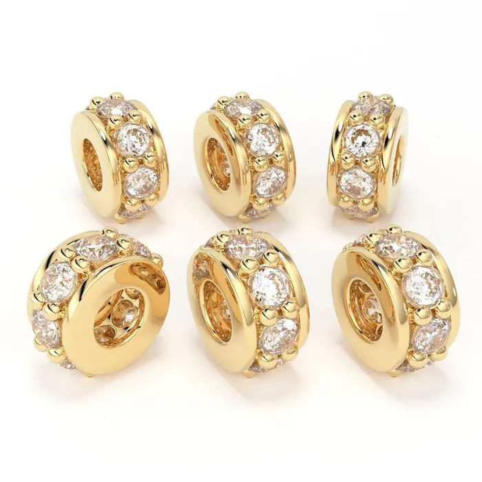 Jalvi Co PreStyled Sets 18k Solid Yellow Gold 5mm Peridot Eternity Rondelle Wheel Bead Jalvi Co PreStyled Sets 18k Solid Yellow Gold 5mm Peridot Eternity Rondelle Wheel Bead
