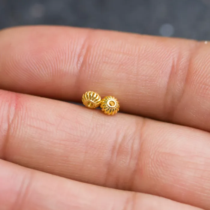 Jalvi Co PreStyled Sets 42mm 18k Solid Yellow Gold Fancy Bali Spacer Findings Beads Pair Jalvi Co PreStyled Sets 42mm 18k Solid Yellow Gold Fancy Bali Spacer Findings Beads Pair