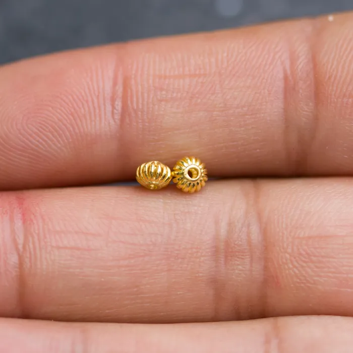 Jalvi Co PreStyled Sets 42mm 18k Solid Yellow Gold Fancy Bali Spacer Findings Beads Pair Jalvi Co PreStyled Sets 42mm 18k Solid Yellow Gold Fancy Bali Spacer Findings Beads Pair