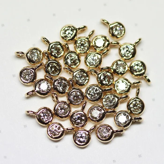 Jalvi Co PreStyled Sets Yellow Solid Gold 18k Real Diamond Charm Pendant Bezel Connector Jewelry Finding