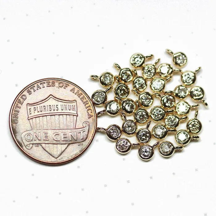 Jalvi Co PreStyled Sets Yellow Solid Gold 18k Real Diamond Charm Pendant Bezel Connector Jewelry Finding
