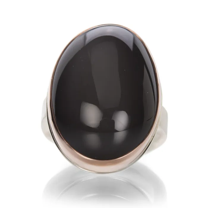 Jamie Joseph Rings Oval Smooth Gray Moonstone Ring