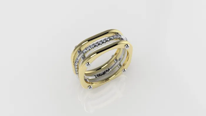 Jcm 21 jewelry 14K Ring with 20 MOISSANITE Cut Split Rings