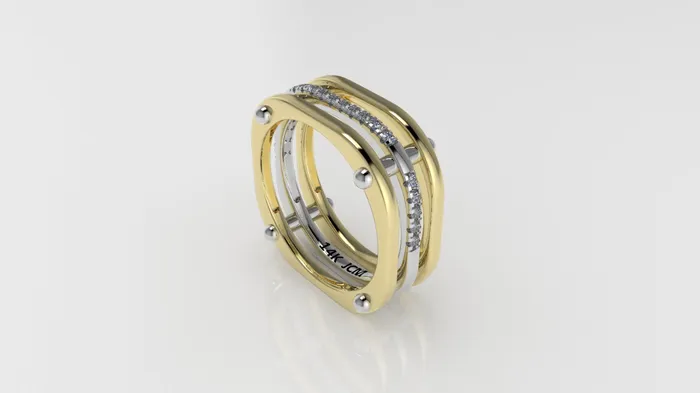 Jcm 21 jewelry 14K Ring with 20 MOISSANITE Cut Split Rings