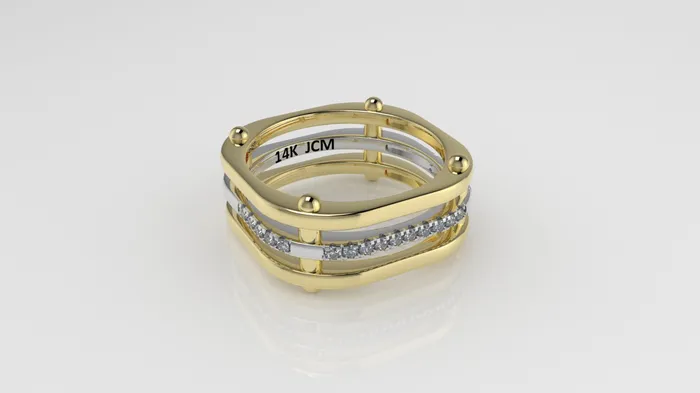 Jcm 21 jewelry 14K Ring with 20 MOISSANITE Cut Split Rings