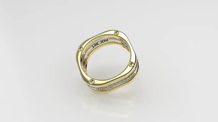 Jcm 21 jewelry 14K Ring with 20 MOISSANITE Cut Split Rings