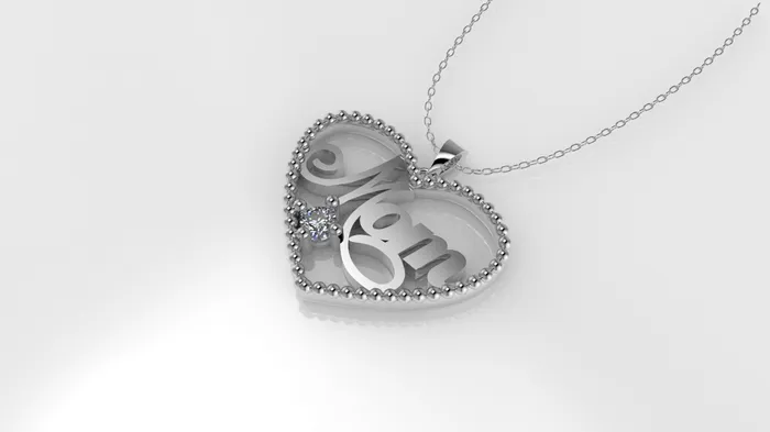 Jcm 21 jewelry Necklaces 14K Pendant with 1 DIAMOND 25mm VS1 STT Prong FILIGREE Heart Style