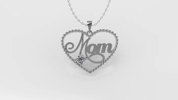 Jcm 21 jewelry Necklaces 14K Pendant with 1 DIAMOND 25mm VS1 STT Prong FILIGREE Heart Style
