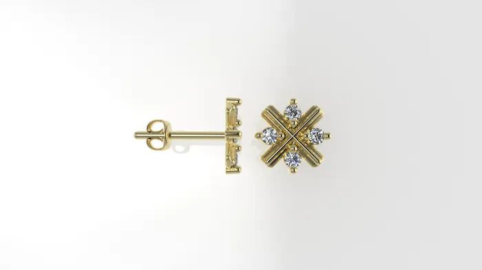 JCM DESIGN JEWELRY Earrings 14K Yellow Gold Earrings with 8 DIAMONDS VS1 Stt Prongs letter X JCM DESIGN JEWELRY Earrings 14K Yellow Gold Earrings with 8 DIAMONDS VS1 Stt Prongs letter X