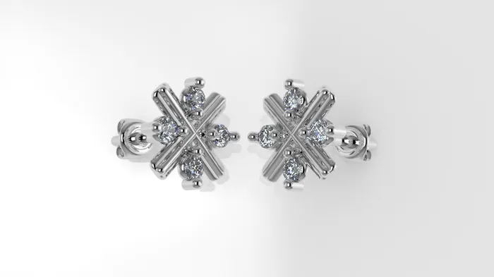 JCM DESIGN JEWELRY Earrings 14K Yellow Gold Earrings with 8 DIAMONDS VS1 Stt Prongs letter X