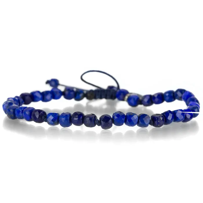 Joseph Brooks Bracelets 4mm Lapis Cube Beaded Macrame Bracelet