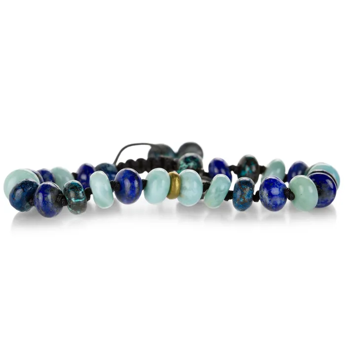 Joseph Brooks Bracelets 8mm Chrysocolla Larimar and Lapis Bead Bracelet