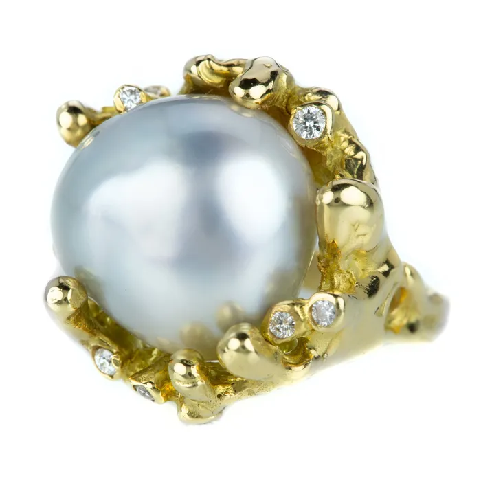 Kimberlin Brown Rings 18k Tahitian Pearl and Diamond Ring