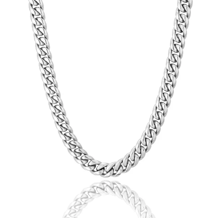 KRKC The Silver Lining 8mm Miami Cuban Link Chain White Gold Plated Rings