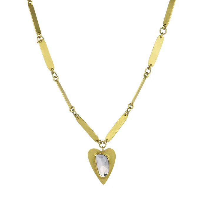 Mallary Marks Necklaces Bamboo Chain with Sapphire Heart Pendant Mallary Marks Necklaces Bamboo Chain with Sapphire Heart Pendant