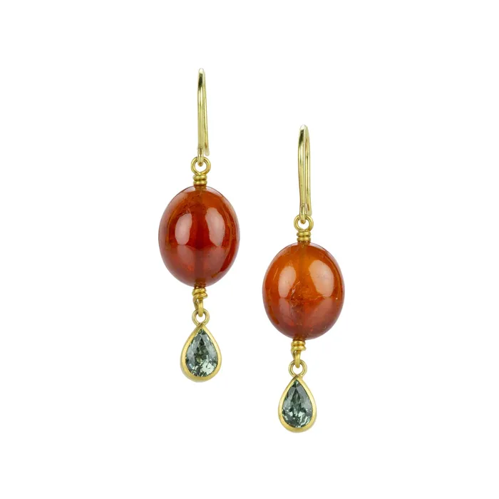 Mallary Marks Spessartite Garnet and Moss Sapphire Earrings Earrings