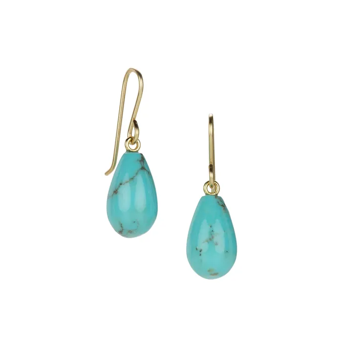 Maria Beaulieu Earrings Smooth Chinese Turquoise Drop Earrings