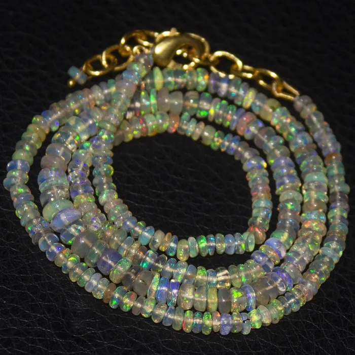 Natural Black Welo Opal Smooth Rondelle Gold Vermeil Necklace 20 3mm 5mm Beads Supplies USA Necklaces Natural Black Welo Opal Smooth Rondelle Gold Vermeil Necklace 20 3mm 5mm Beads Supplies USA Necklaces