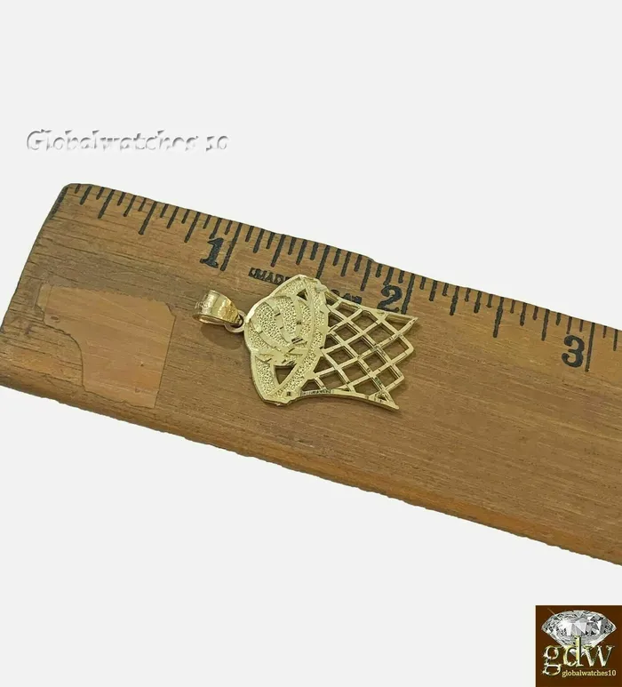 Necklaces 10k Gold Basketball Court Pendant with Franco Chain 20 22 24 Inch Real Gold and Diamond