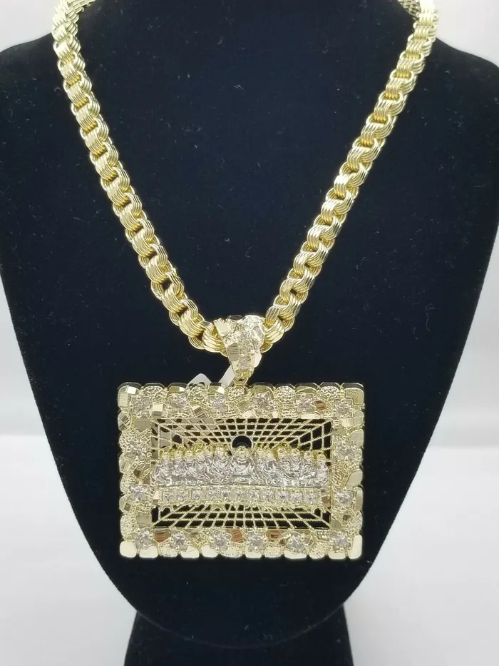 Necklaces 10k Real Yellow Gold Last supper Byzantine 28Chain Mens Necklace Gold and Diamond Necklaces 10k Real Yellow Gold Last supper Byzantine 28Chain Mens Necklace Gold and Diamond