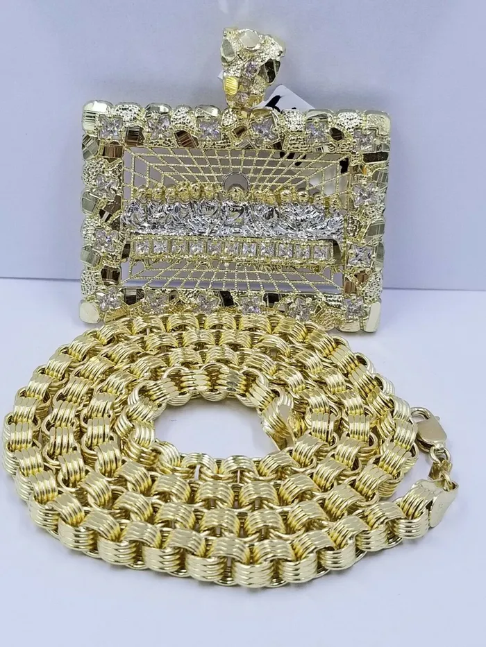 Necklaces 10k Real Yellow Gold Last supper Byzantine 28Chain Mens Necklace Gold and Diamond Necklaces 10k Real Yellow Gold Last supper Byzantine 28Chain Mens Necklace Gold and Diamond